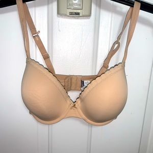 Aerie Bra 34E (2D) Underwire Lightly Padded Nylon Cups Tan